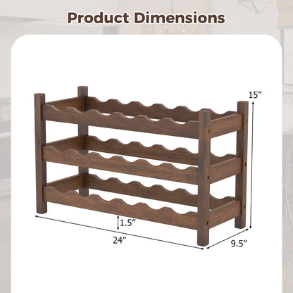 3-Tier Bamboo Wine Bottle Organizer | Holds 18 Bottles | Countertop Freestanding | Natural or Coffee
