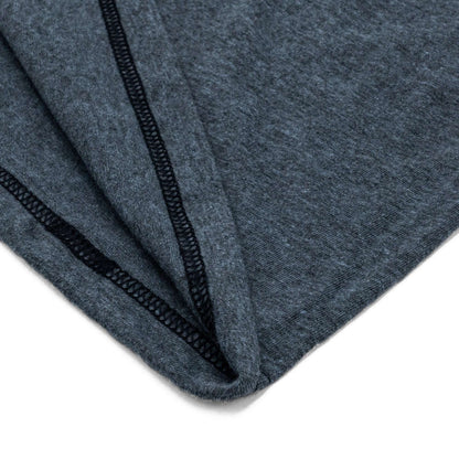 Indigo T-shirt folded hem with double-stitched edge
