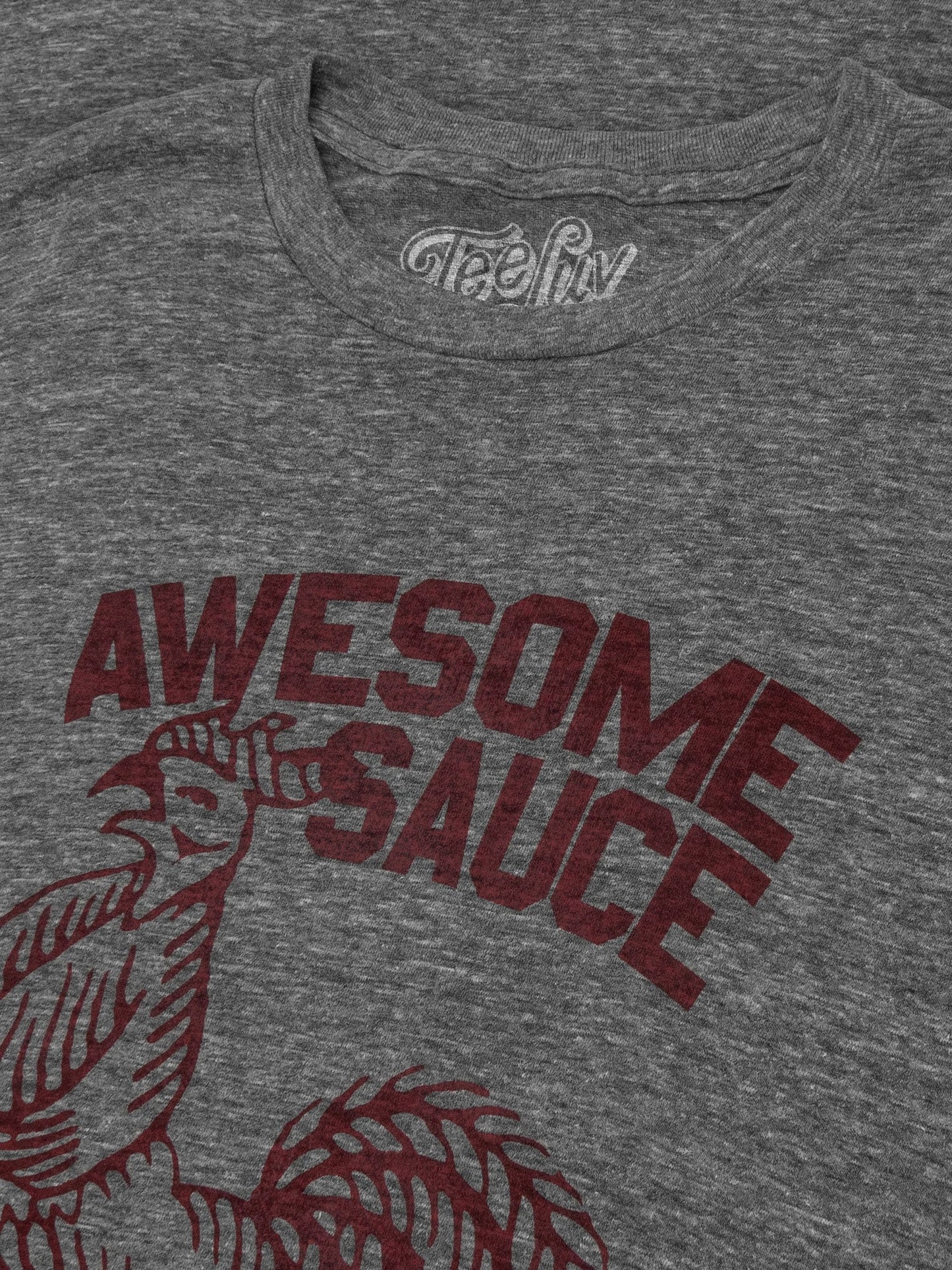 Sriracha "Awesome Sauce" T-Shirt | Distressed Rooster Logo | Grey Snow Heather
