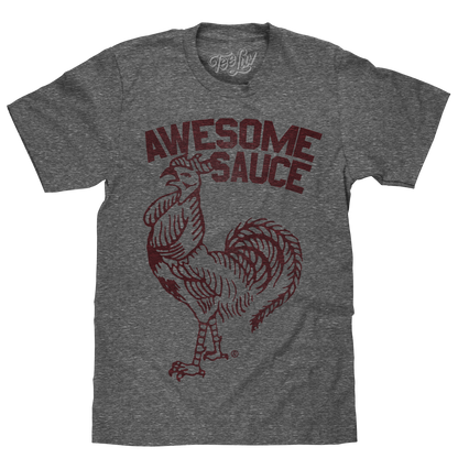 Sriracha "Awesome Sauce" T-Shirt | Distressed Rooster Logo | Grey Snow Heather
