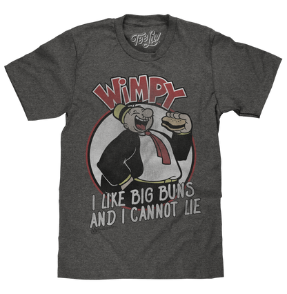 Popeye's Wimpy "I Like Big Buns" T-Shirt | Retro Graphic | Graphite Heather