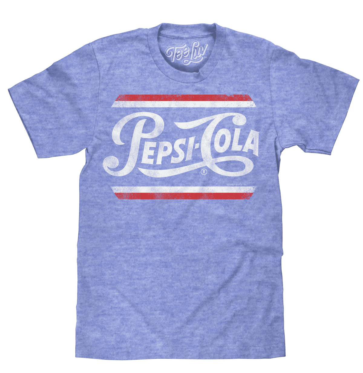Heather blue Pepsi Cola graphic T-shirt with crew neck and short sleeves