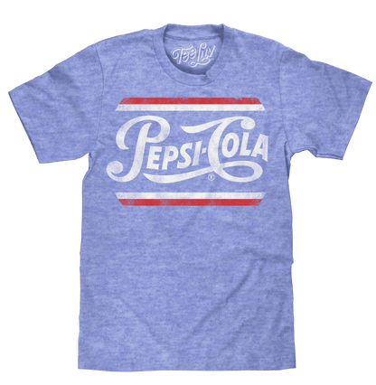 Heather blue Pepsi Cola graphic T-shirt with crew neck and short sleeves