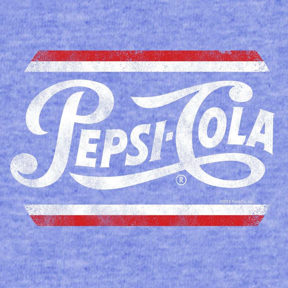 Blue heather T-shirt with large Pepsi Cola logo graphic