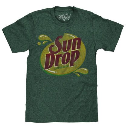 Sun Drop Citrus Soda T-Shirt | Distressed Logo | Forest Green Heather
