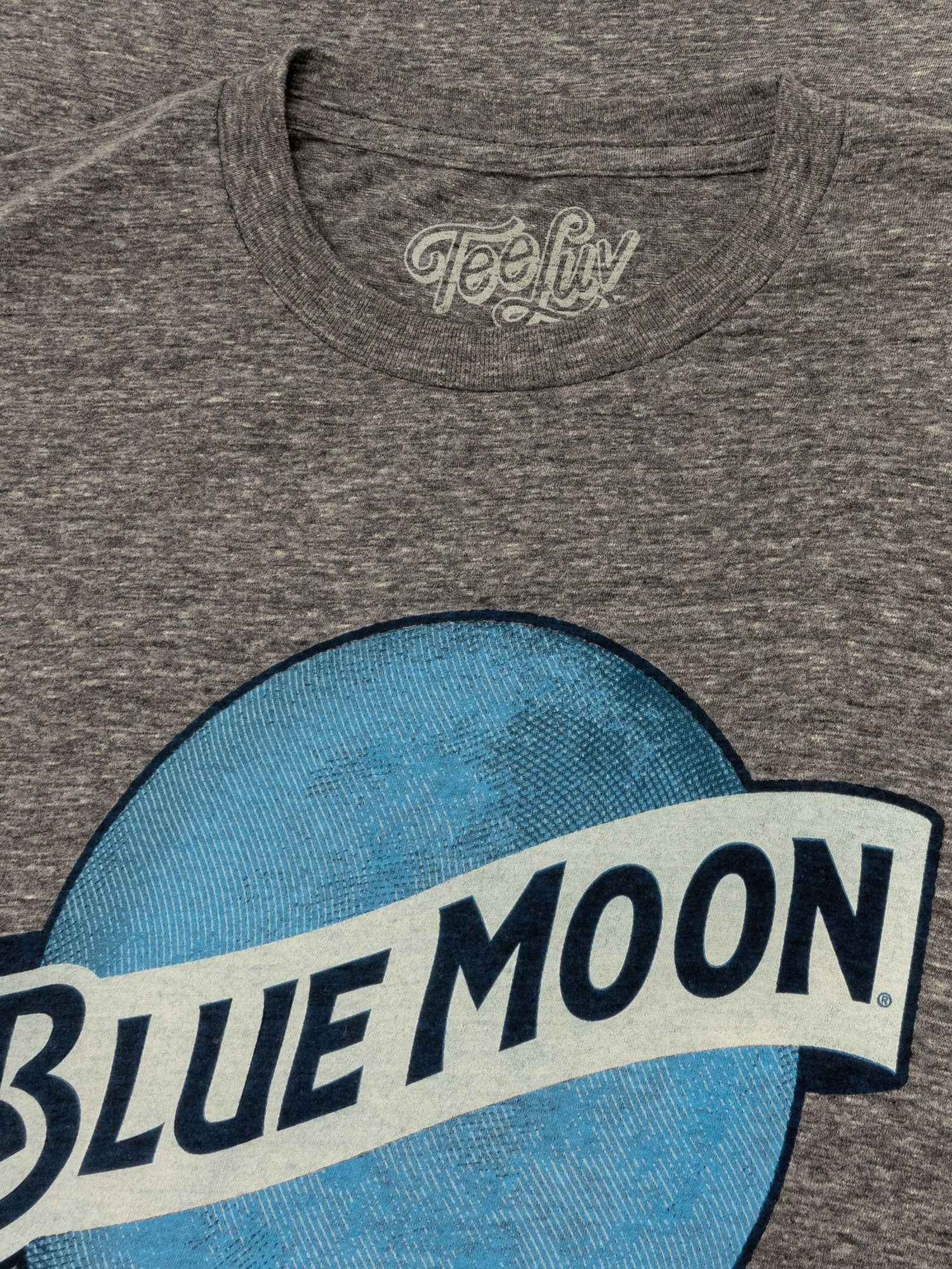 Blue Moon Beer T-Shirt | Vintage Full-Color Logo | Graphite Snow Heather | Poly-Cotton