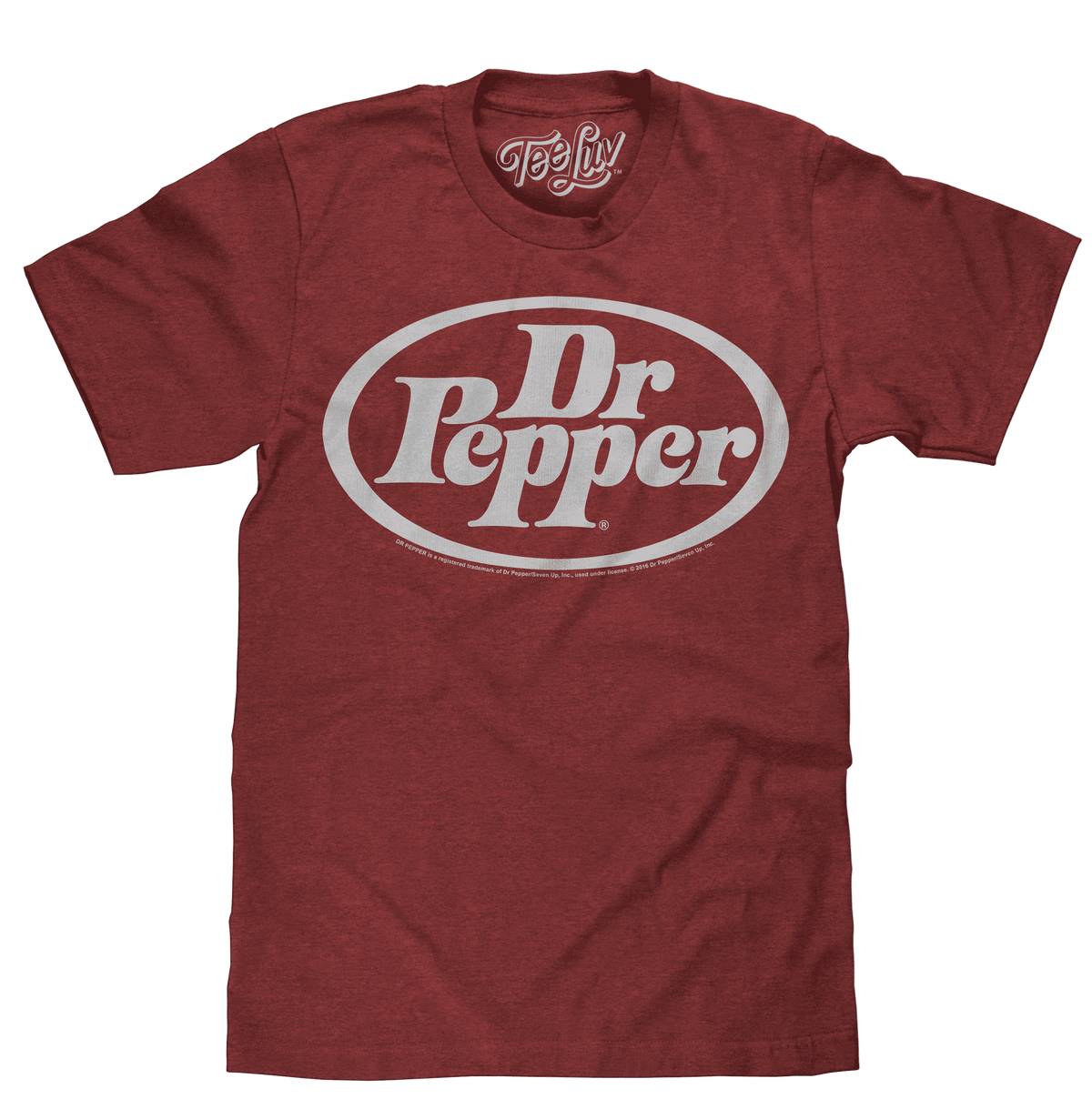 Red T-shirt with Dr Pepper oval logo on chest