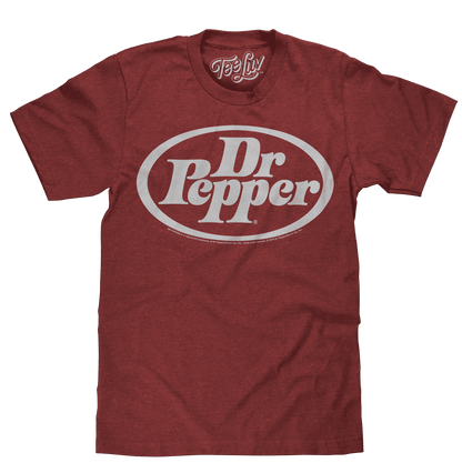 Red T-shirt with Dr Pepper oval logo on chest