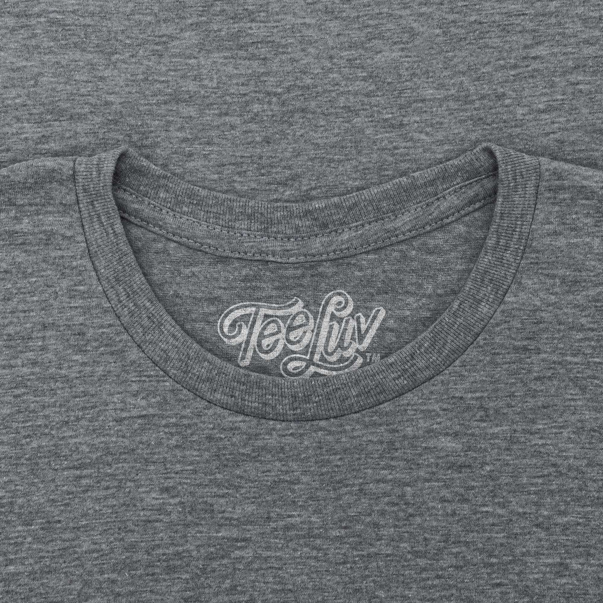 Gray crewneck T-shirt with Teeluv logo on the neckline