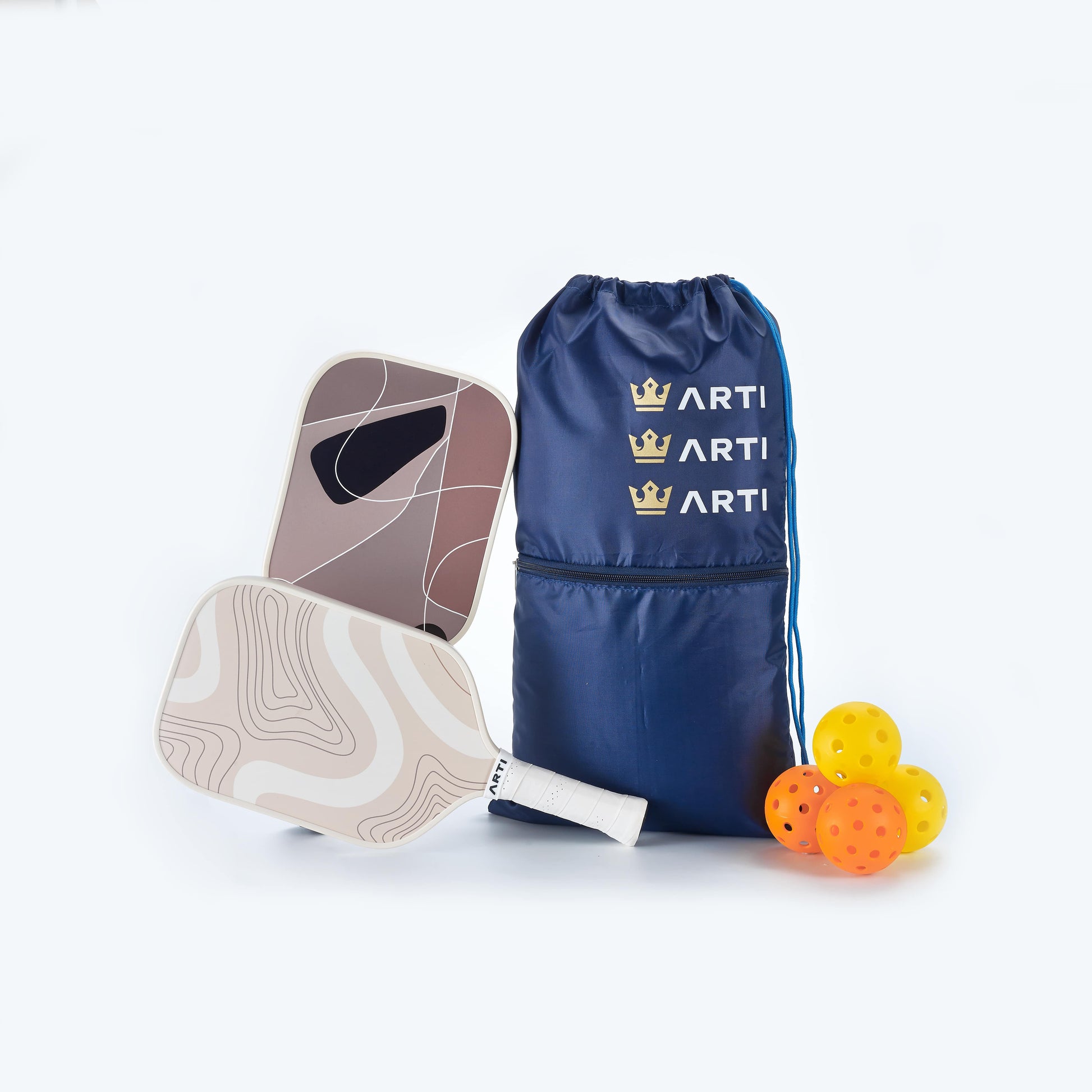 ARTI Sandstorm Pickleball Paddle Set | 2 Fiberglass Paddles + 4 Balls + Bag | USAPA Approved | 16mm Core - Niksstuff