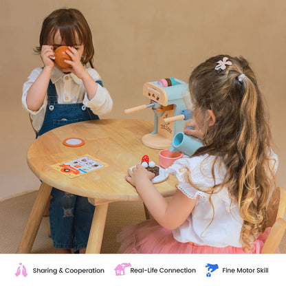 Tiny Land Wooden Play Coffee Maker Set - 16-Piece Kids Café Toy