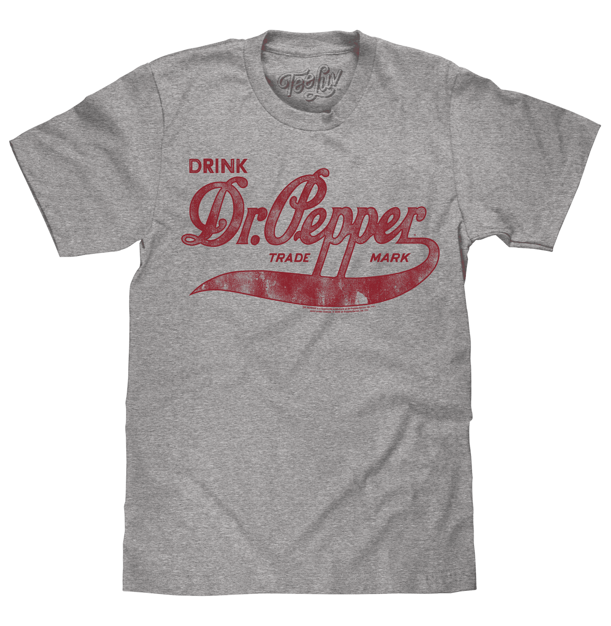 Gray vintage cotton crew-neck T-shirt with Dr Pepper graphic front