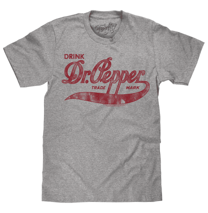 Gray vintage cotton crew-neck T-shirt with Dr Pepper graphic front