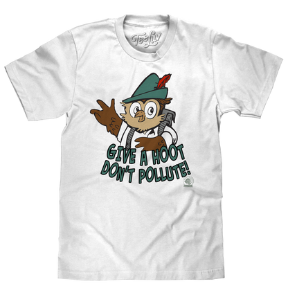 Woodsy Owl "Give a Hoot, Don't Pollute" T-Shirt | Recycled Blend | White