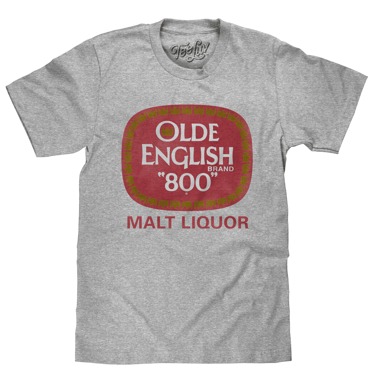 Gray crew-neck T-shirt with Olde English "800" front logo
