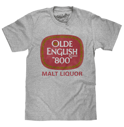 Gray crew-neck T-shirt with Olde English "800" front logo