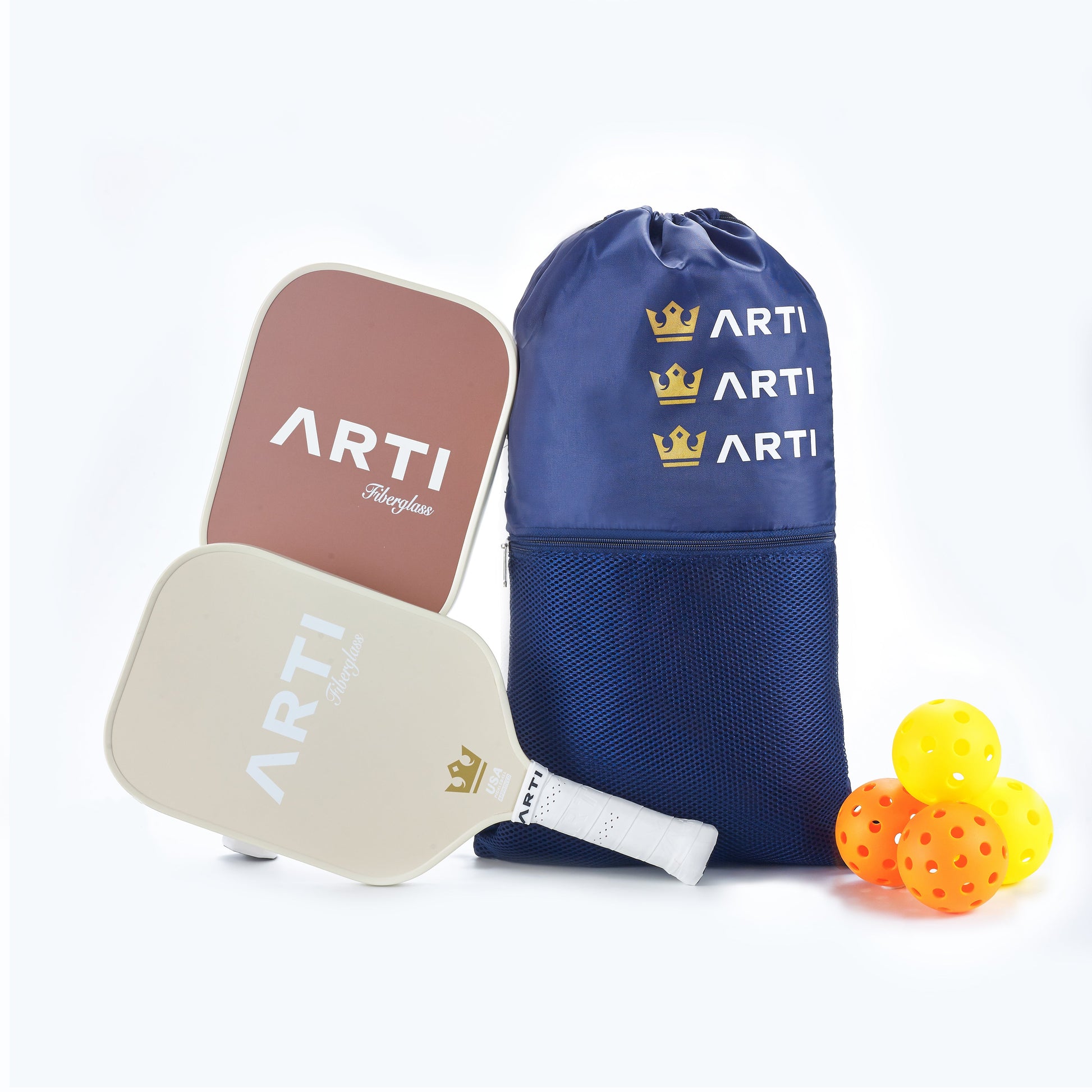ARTI Sandstorm Pickleball Paddle Set | 2 Fiberglass Paddles + 4 Balls + Bag | USAPA Approved | 16mm Core - Niksstuff