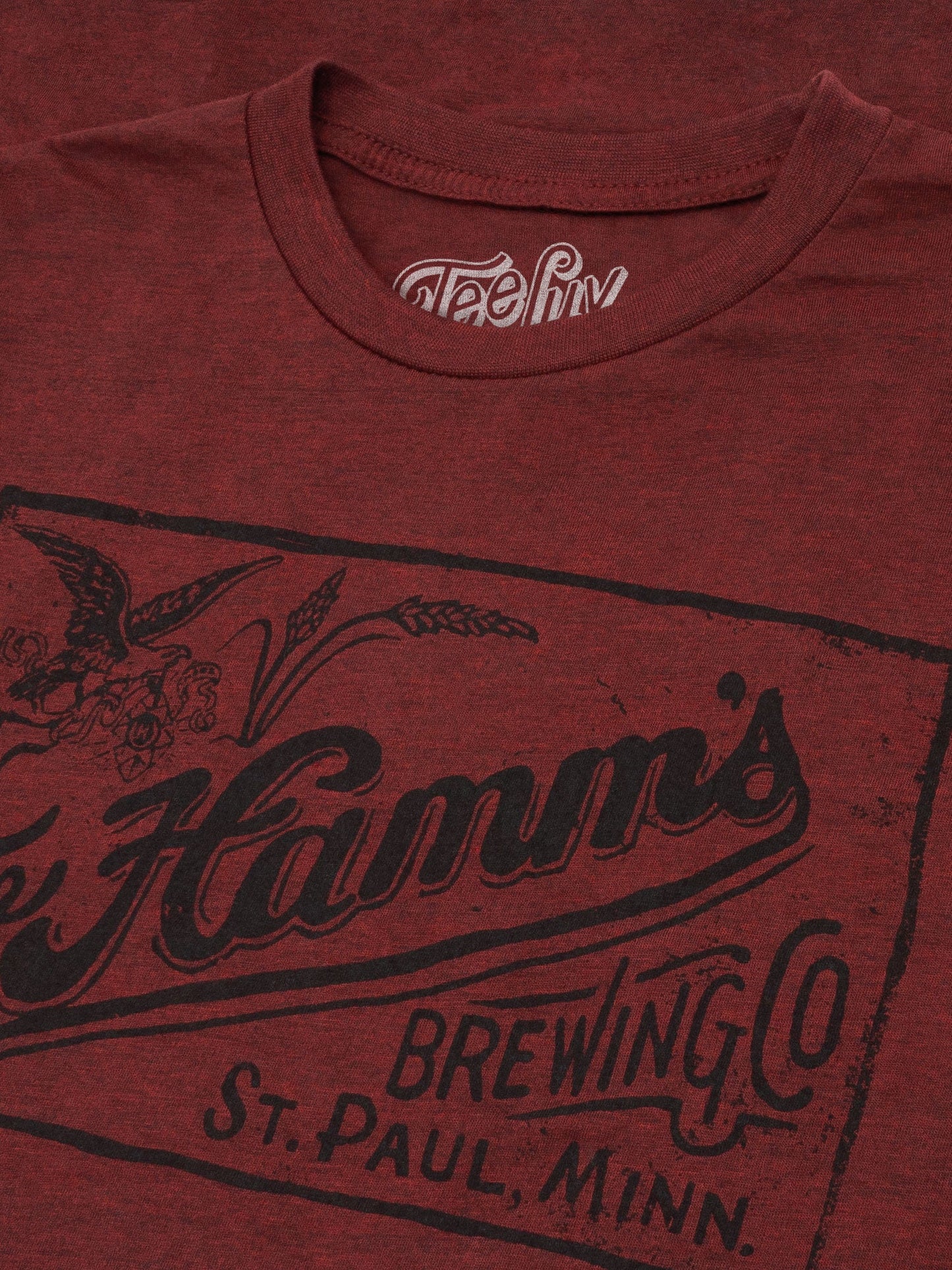 Hamm's Beer T-Shirt | Distressed Brewing Company Logo | Brick Heather