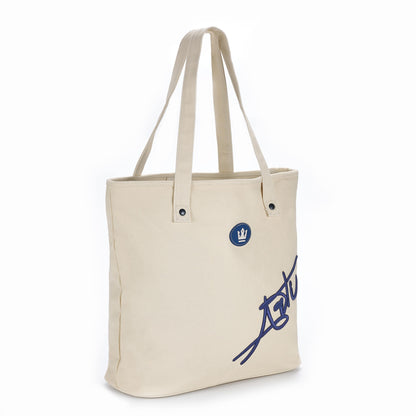 ARTI Signature Cotton Tote Bag | Cream | 14"×15"×6.25" | Heavyweight Canvas | Embroidered | ARTI - Niksstuff