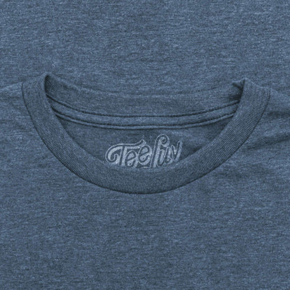 Gray heather T-shirt with crew neck and Tee luv logo at collar