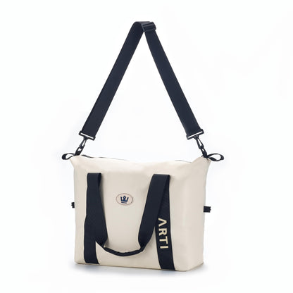 ARTI Signature Duffle Bag | Cream | 17"×13.75"×6.5" | Polyester | Removable Strap | ARTI - Niksstuff