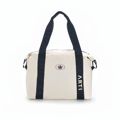 ARTI Signature Duffle Bag | Cream | 17"×13.75"×6.5" | Polyester | Removable Strap | ARTI - Niksstuff