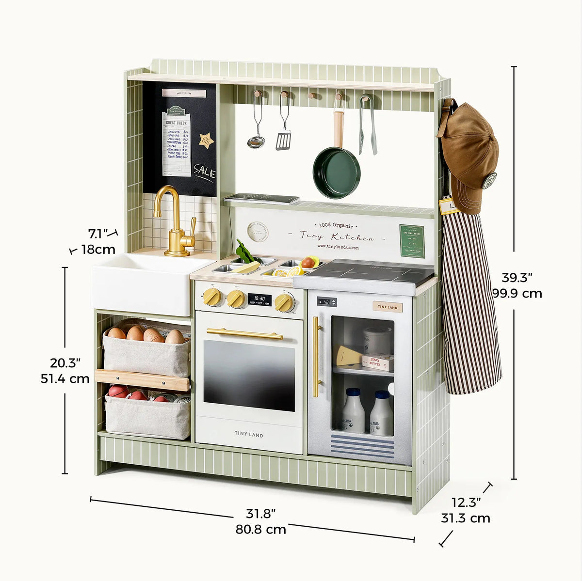 Tiny Land BistroSwitch 2-in-1 Play Kitchen & Bistro with 23 Accessories