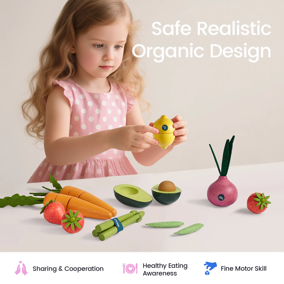 Tiny Land Wood & Felt Fruit & Veggie Play Food Set - 7pc
