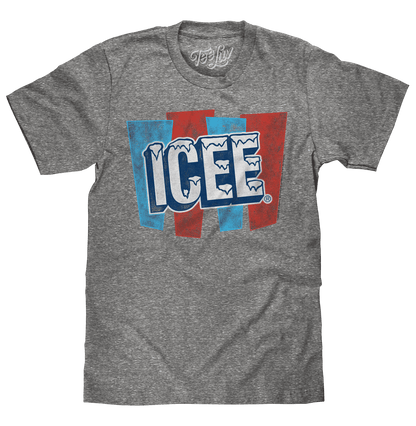 Heather gray ICEE graphic logo T-shirt with crew neck and short sleeves