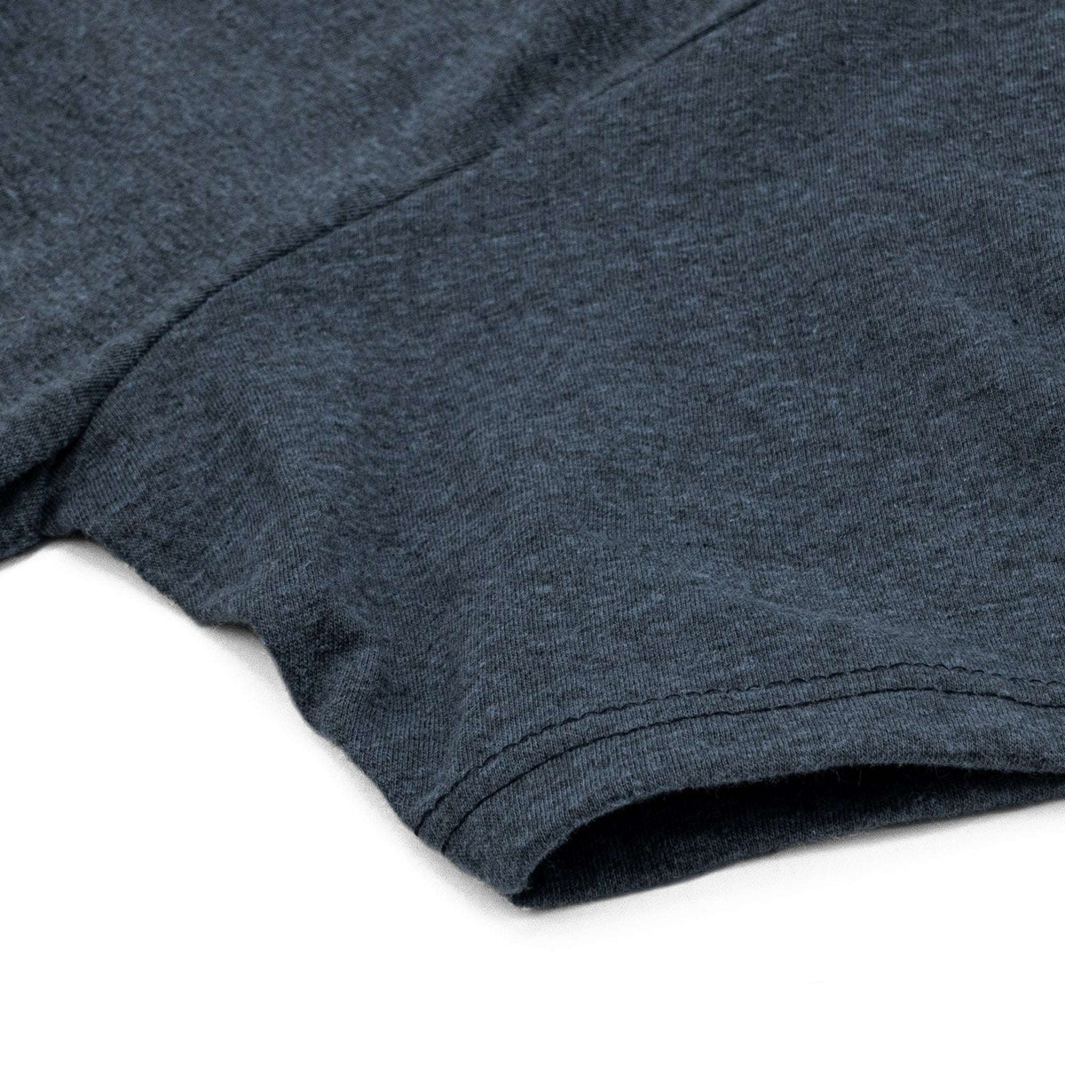 Indigo black heather T-shirt hem with ribbed sleeve cuff detail