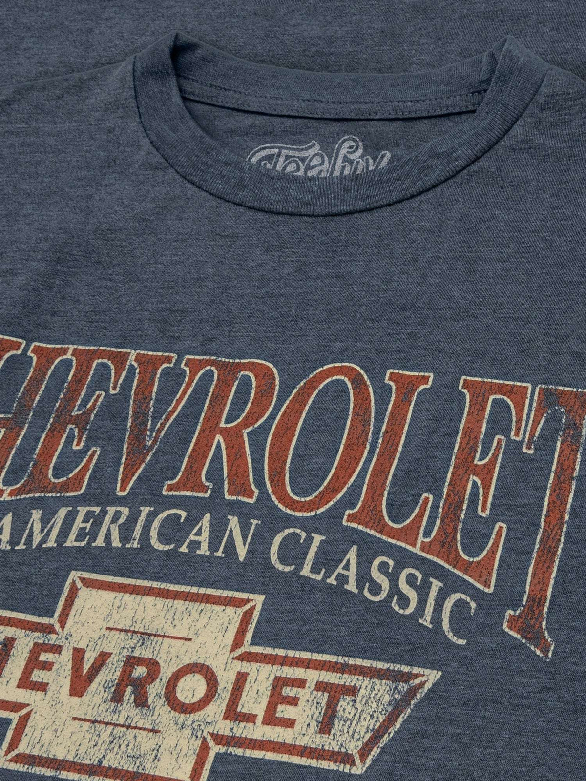 Indigo black heather T-shirt with Chevrolet American Classic chest graphic detail