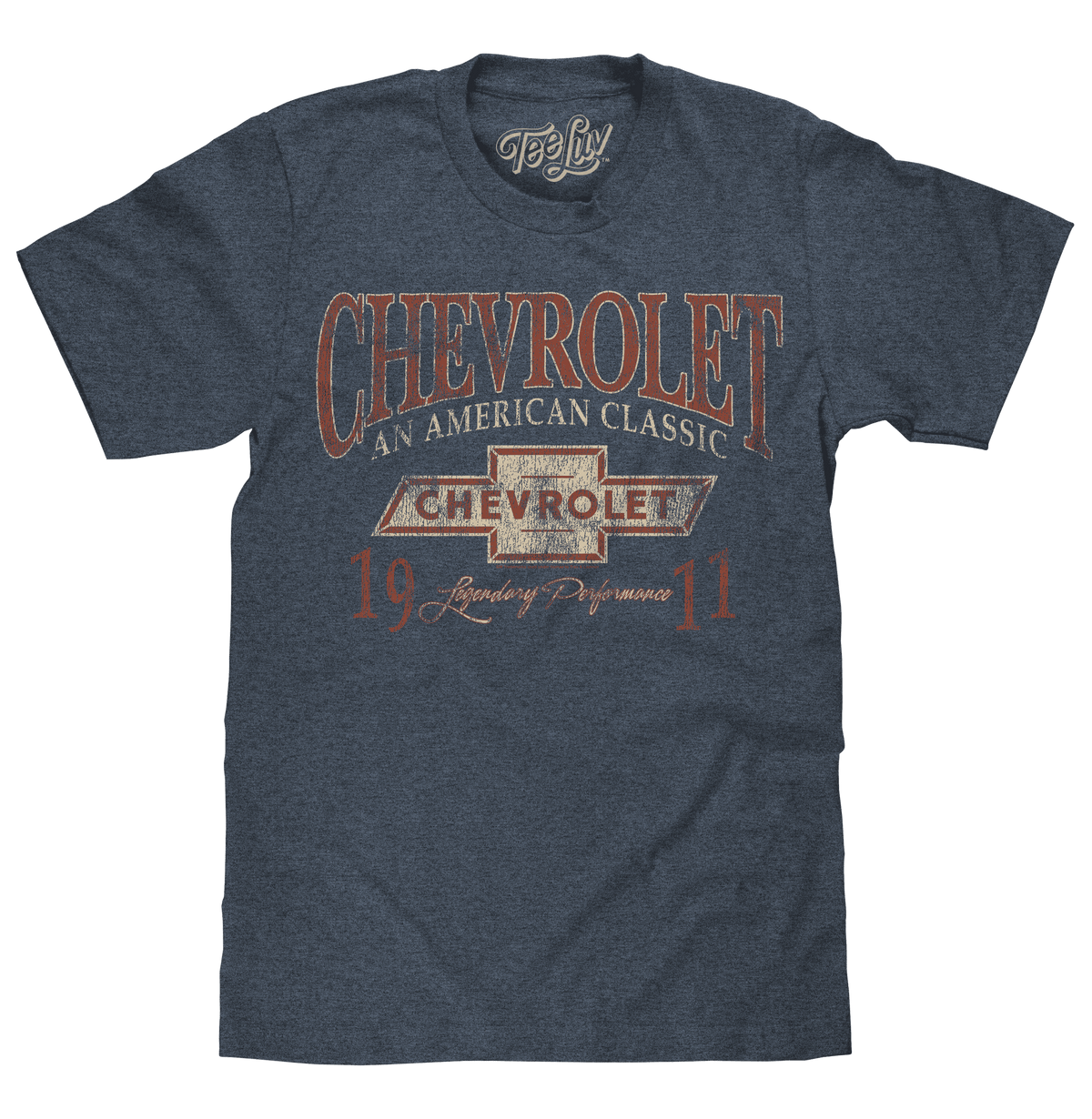 Indigo black heather Chevrolet American Classic logo T-shirt with large front graphic