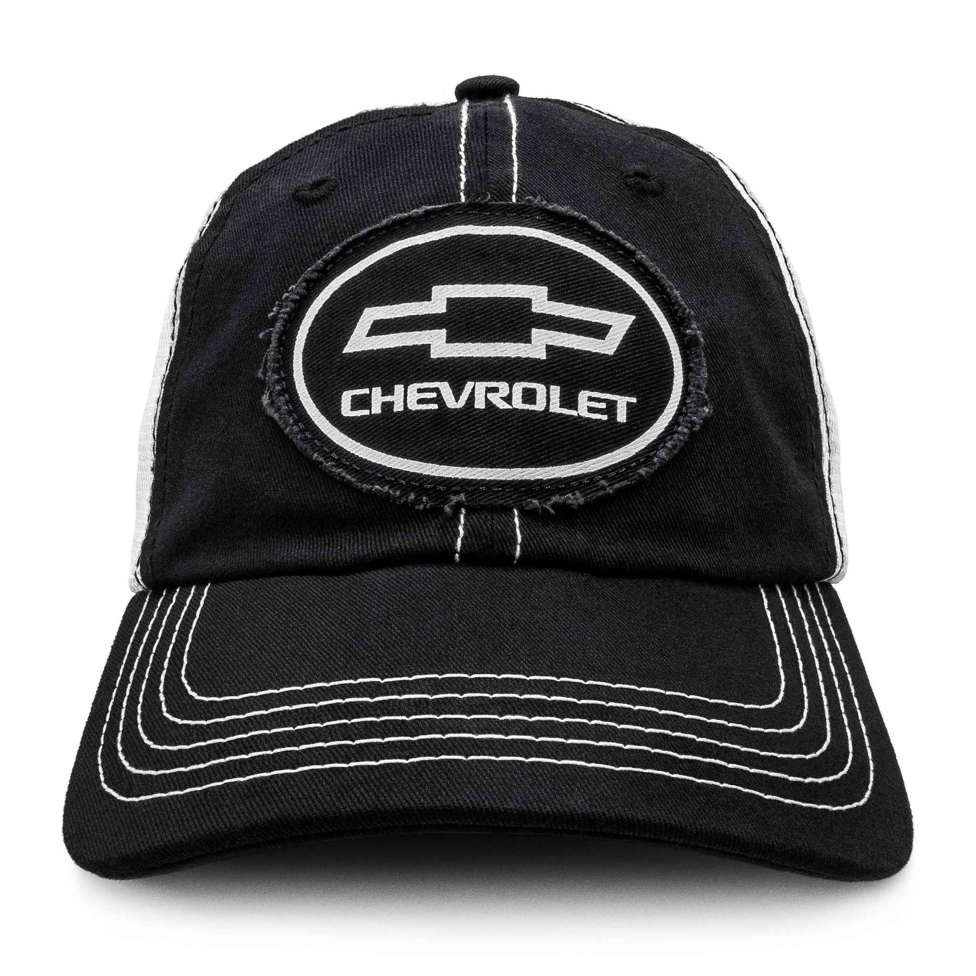 Chevrolet Bowtie Oval Logo Patch Trucker Hat | Black & White