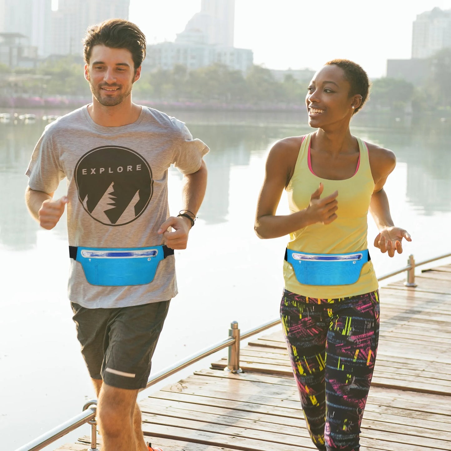 Sport Running Belt Waist Pack | Lycra & Polyester | Phone Up to 6" | Reflective Strip | Unisex