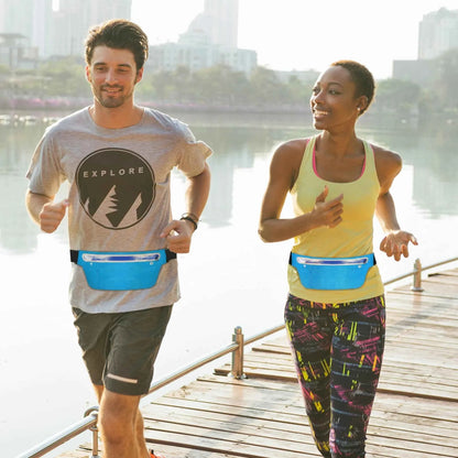 Sport Running Belt Waist Pack | Lycra & Polyester | Phone Up to 6" | Reflective Strip | Unisex