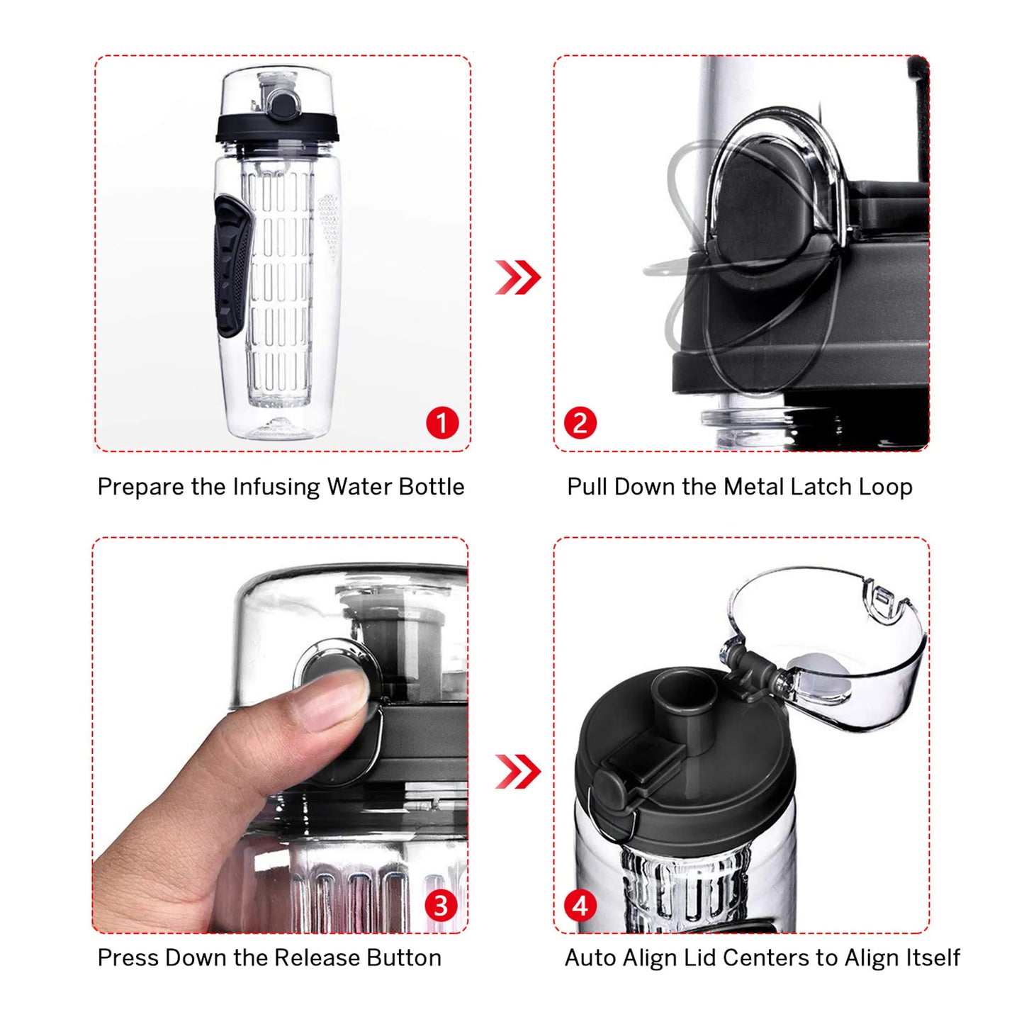 Fruit Infuser Water Bottle – 32 oz Sport Bottle with Locking Lid