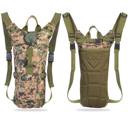 Tactical Hydration Pack – 3L Water Bladder, Hands-Free Drinking (Jungle)