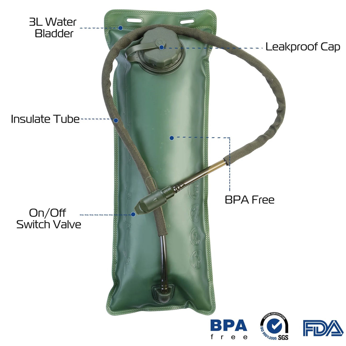 Tactical Hydration Pack – 3L Water Bladder, Hands-Free Drinking (Jungle)