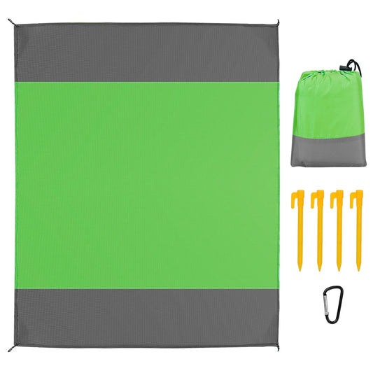 Sand-Proof Picnic & Beach Blanket – Lightweight, Foldable, 4-Corner Anchors (Green, Large)