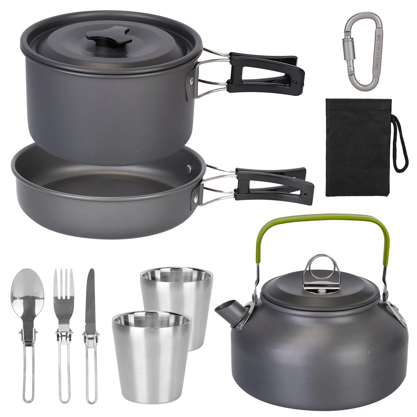 12-Piece Camping Cookware Mess Kit – Lightweight Anodized Aluminum