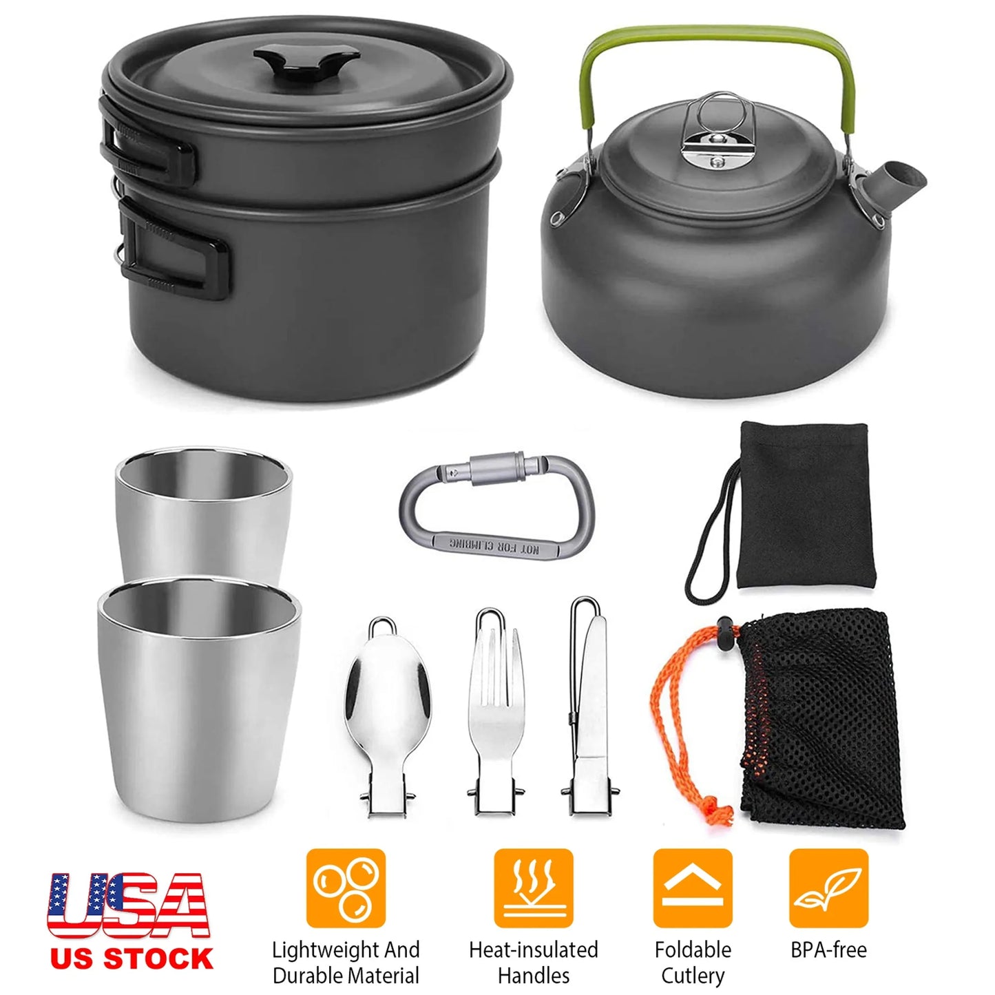 12-Piece Camping Cookware Mess Kit – Lightweight Anodized Aluminum