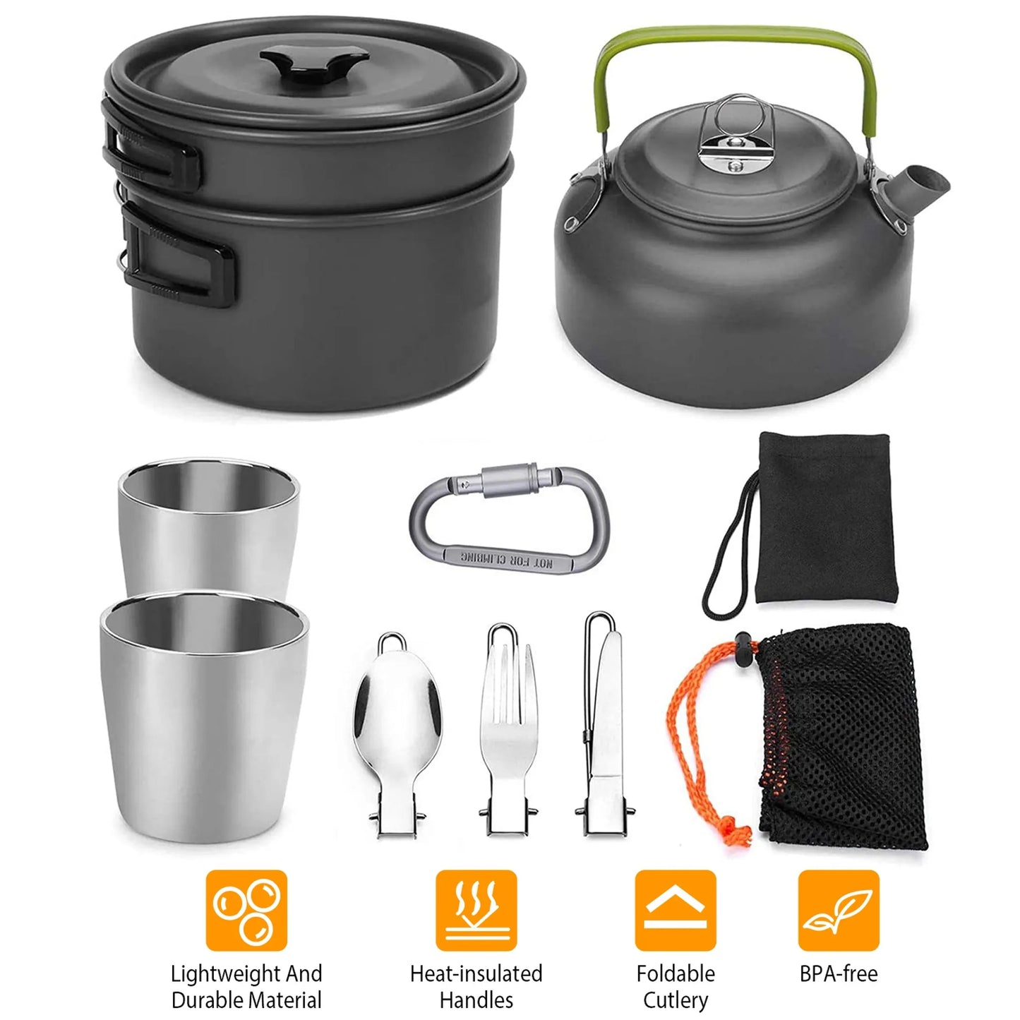 12-Piece Camping Cookware Mess Kit – Lightweight Anodized Aluminum