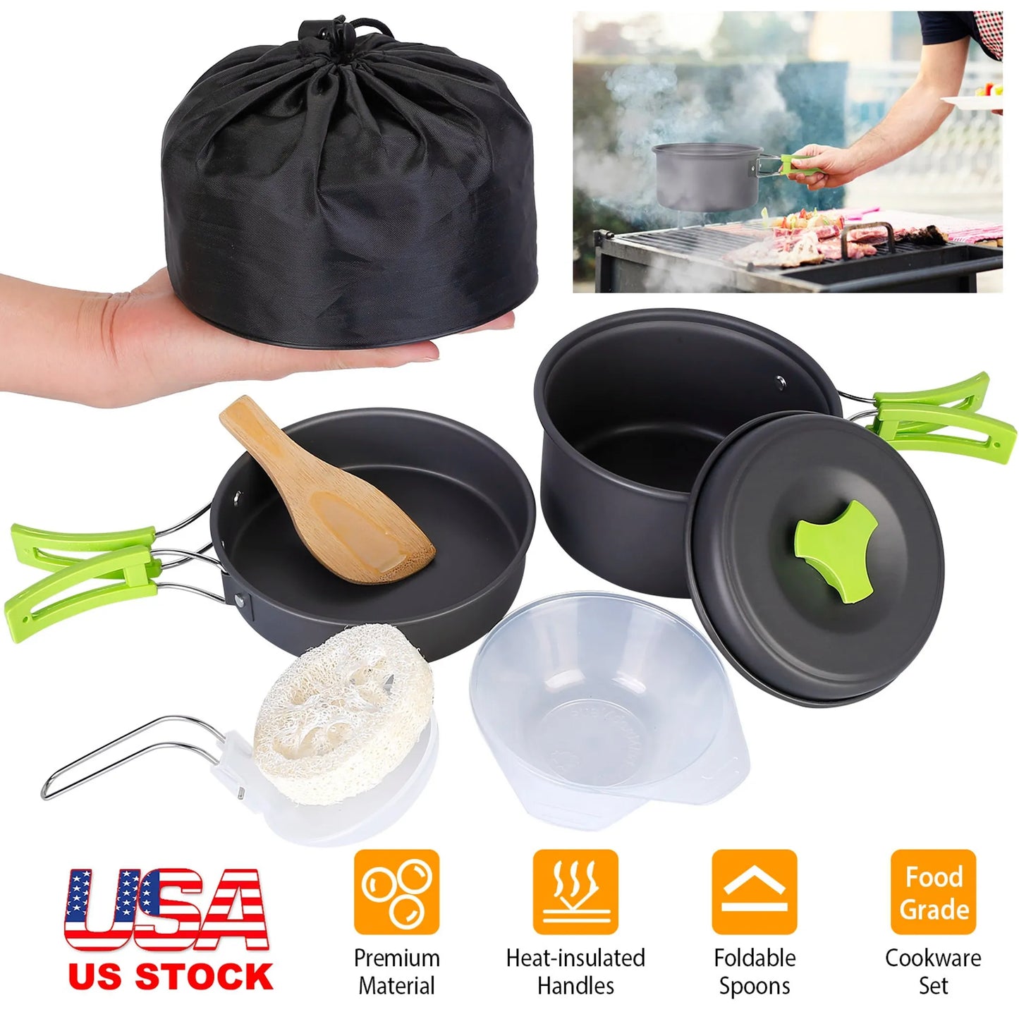 9-Piece Camping Cookware Set – Lightweight Anodized Aluminum