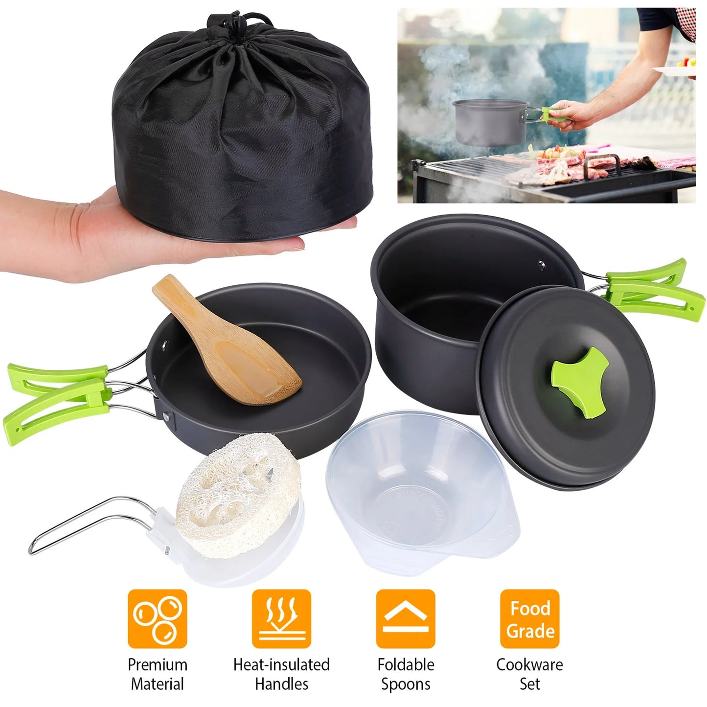 9-Piece Camping Cookware Set – Lightweight Anodized Aluminum