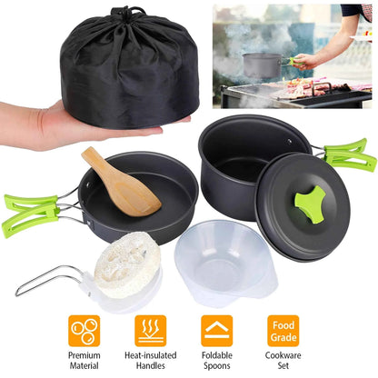 9-Piece Camping Cookware Set – Lightweight Anodized Aluminum