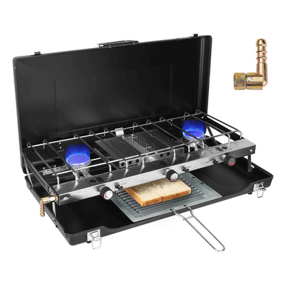 3-Burner Propane Camping Stove – 20,000 BTU Portable & Foldable