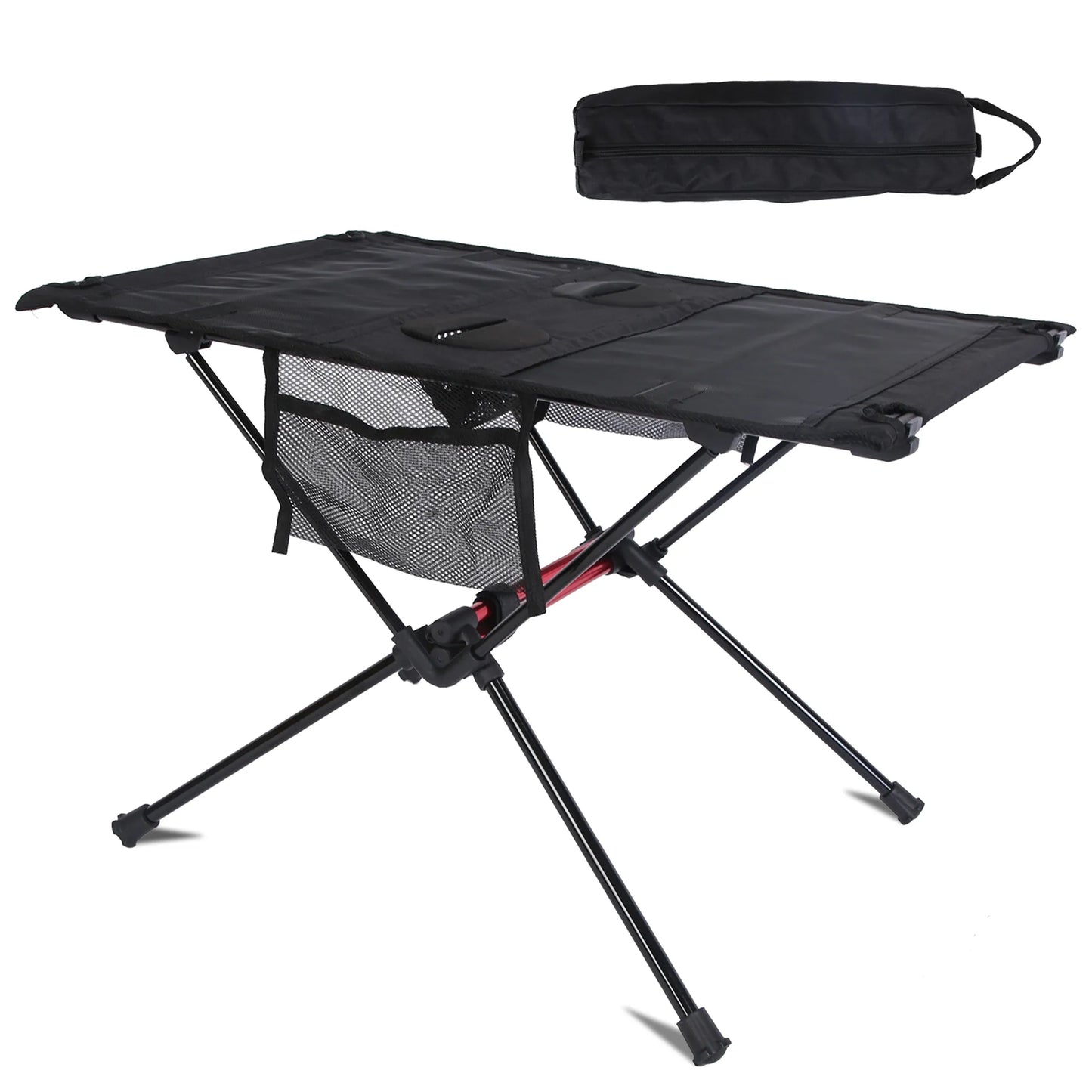Portable Folding Camping Table – Lightweight with Cup Holders & Side Pockets