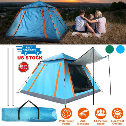 Spacious Waterproof Camping Tent for 4-5 People – Quick Setup & Comfort