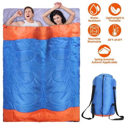 2-Person Sleeping Bag | Lightweight & Water-Resistant | Camping, Backpacking & Hiking | Blue
