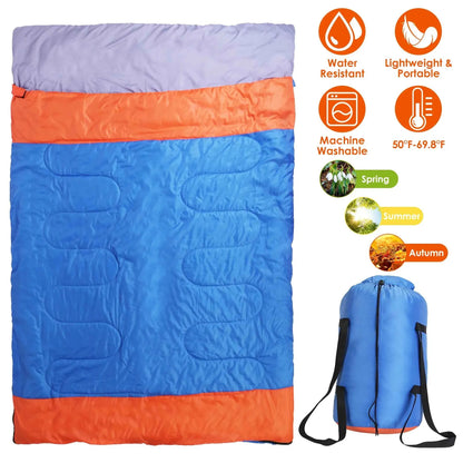 2-Person Sleeping Bag | Lightweight & Water-Resistant | Camping, Backpacking & Hiking | Blue